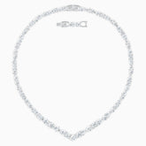 Dalmazio Design - Swarovski Tennis Deluxe Mixed V Necklace, White, Rhodium Plated